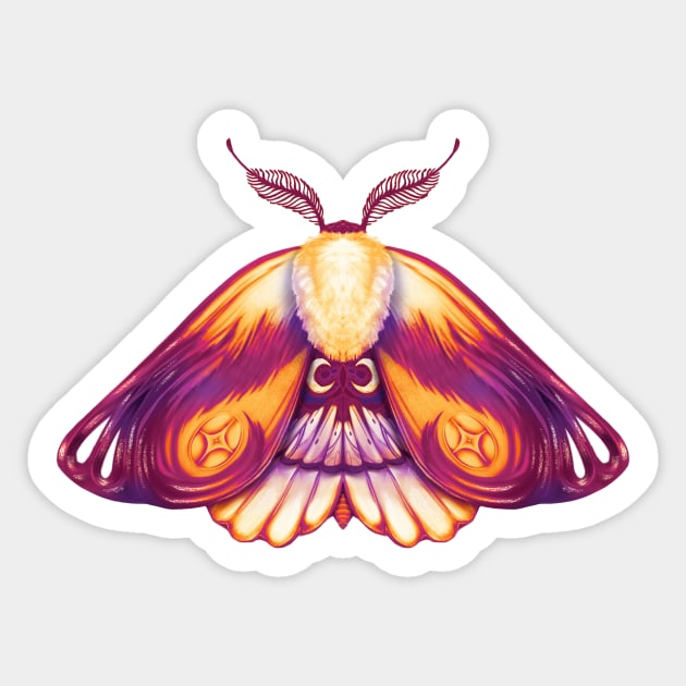 Pink and orange moth Sticker by SosiCreatesArt